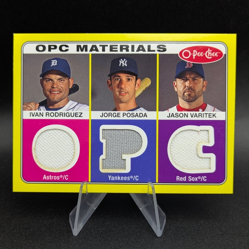 2009 O-Pee-Chee OPC Materials Ivan Rodriguez Jorge Posada Jason Varitek #OPC-RPV